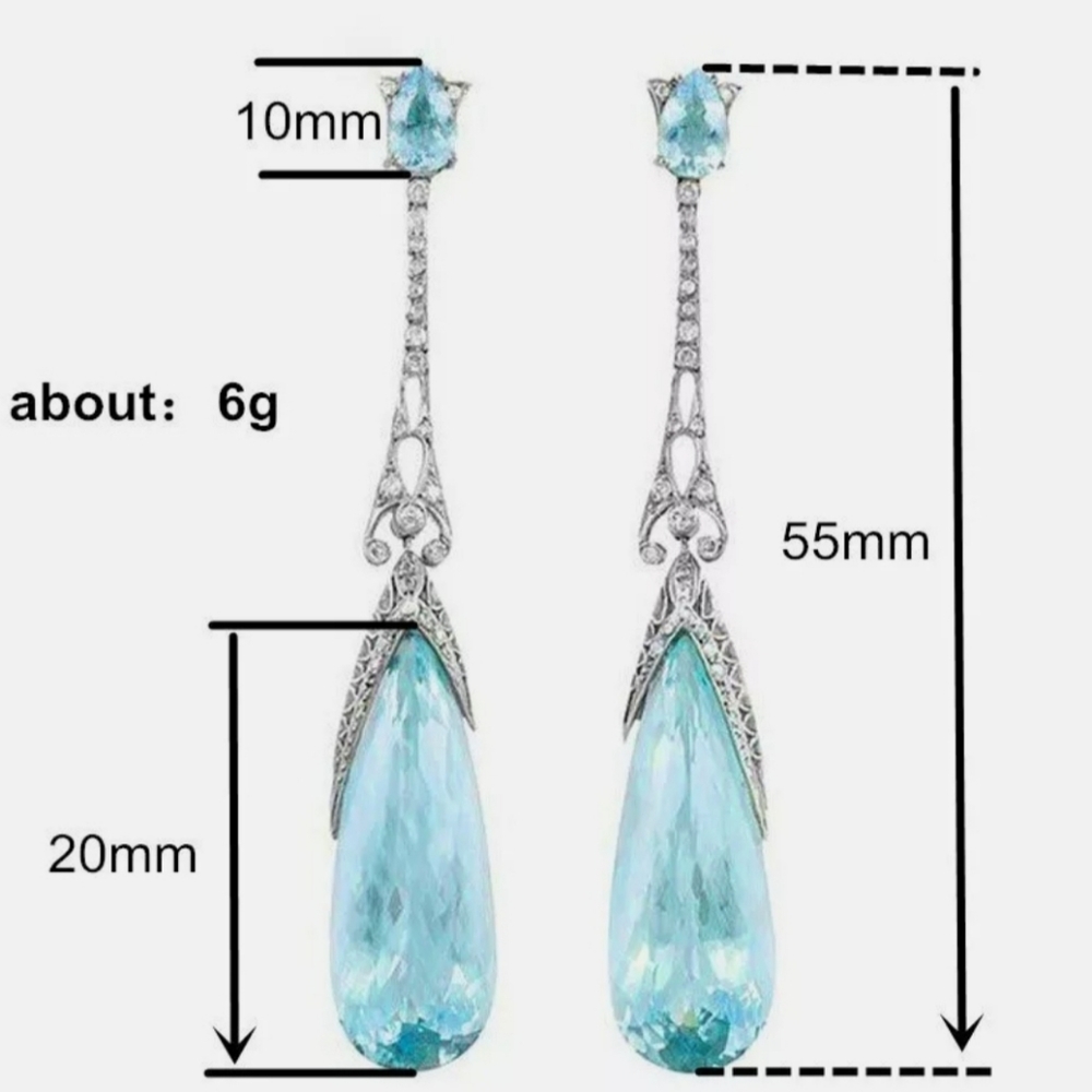 Gorgeous Simulated Aquamarine Earrings - Picture 3 of 6